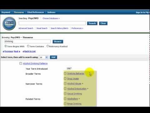 PsycInfo (EBSCOHost 2.0) - Using the Thesaurus