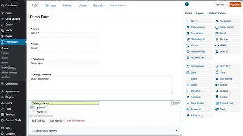 Adding a privacy notice to formidable forms