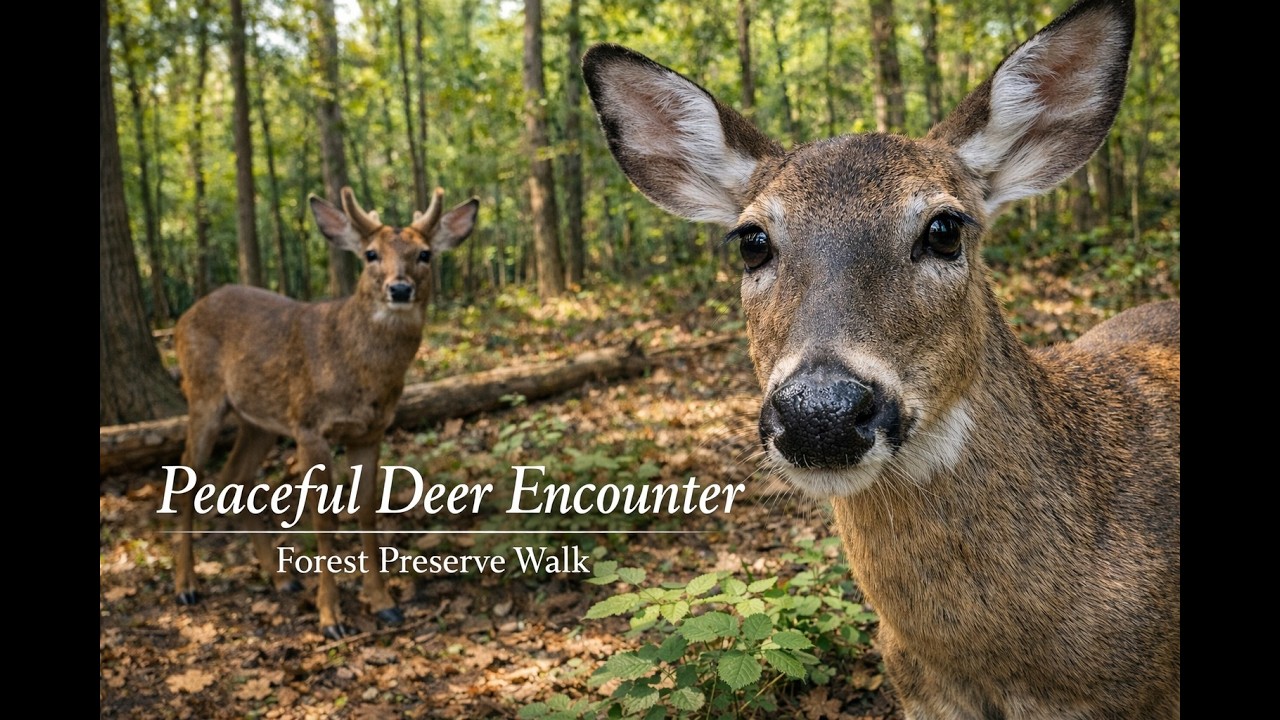 Peaceful Deer Encounter - Forest Preserve Walk with Calm Jazz (SONG)