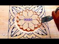 Easy wood carving flower design || UP wood art