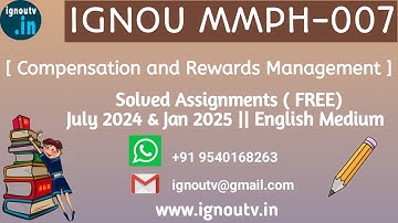IGNOU MMPH-007 Solved Assignment July 2024 & Jan 2025 [FREE] || IGNOU MBA || IGNOU TV || IGNOU ||