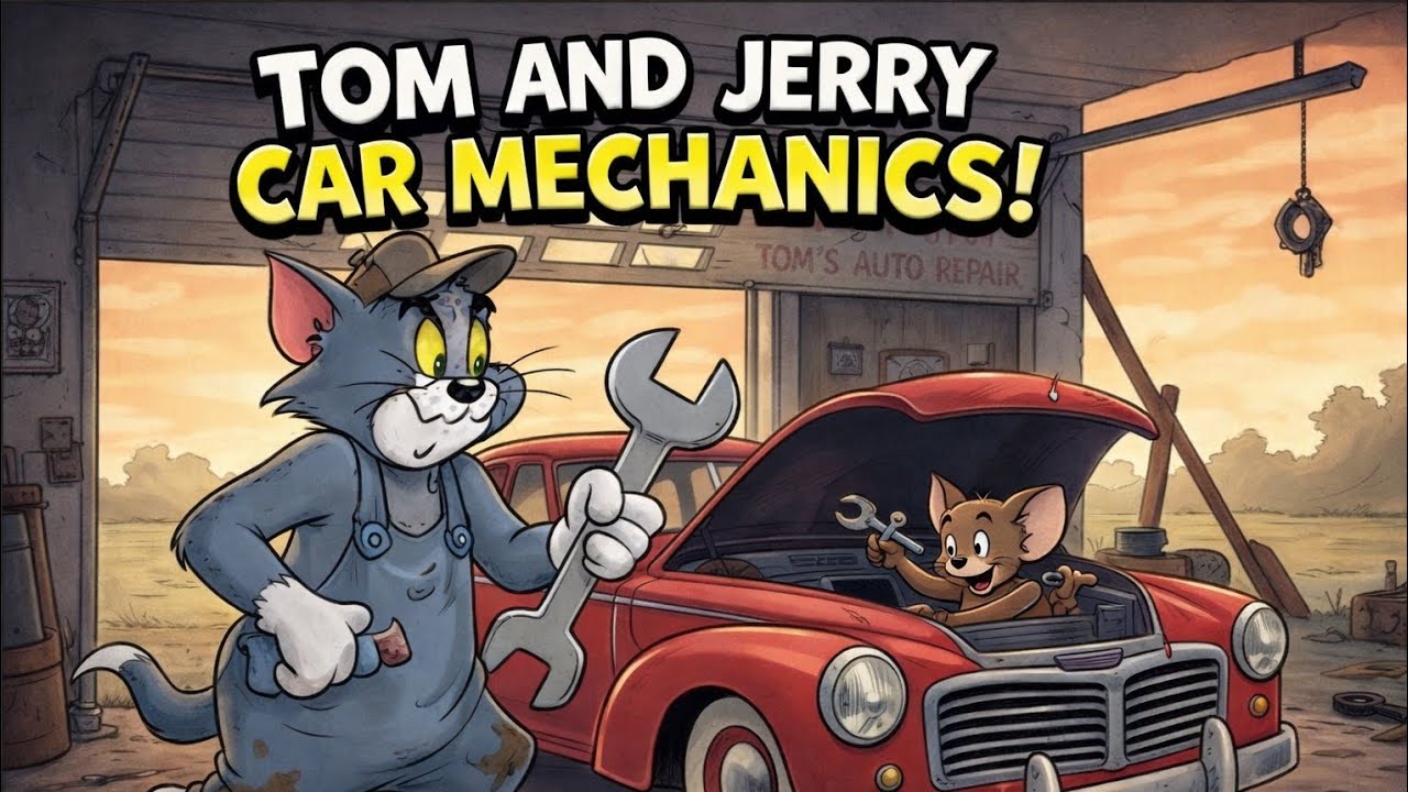 Tom and Jerry cartoon car 🚗 mechanic Jerry garage funny new cartoon