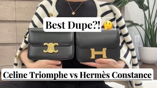 Best Dupe for Hermes Mini Constance 18🤩 Ft. Celine Triomphe bag Teen Size | Mod Shots | What Fits