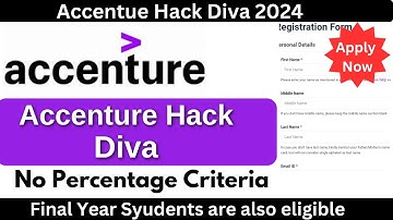 Accenture New Hiring | Accenture Hack Diva | No Percentage Criteria |