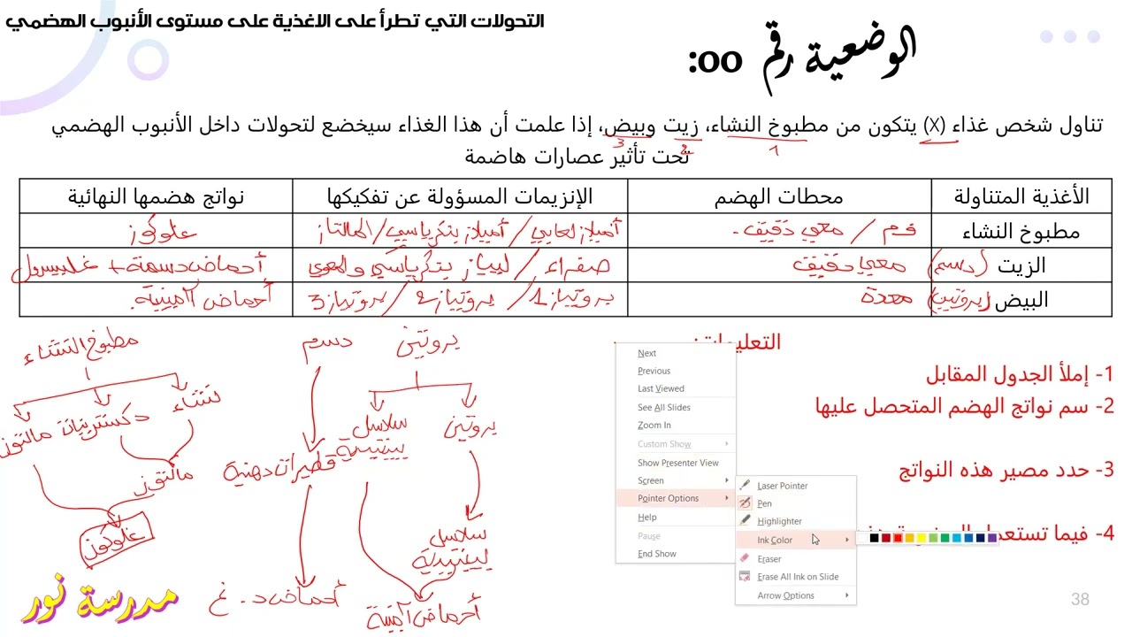 تمرين حول تحولات الأغذية في الأنبوب الهضمي علوم طبيعية سنة 04 متوسط