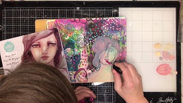 Quick art journal page: Using up a busy background