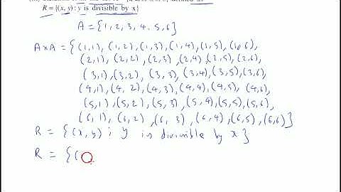 Relation R in the set A = {1, 2, 3, 4, 5, 6} defined as R = {(x, y): y is divisible by x