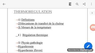 physiologie : la thermorégulation
