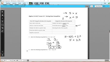 Algebra 1 A Unit 7 Lesson 4-5 - Solving Linear Inequalities