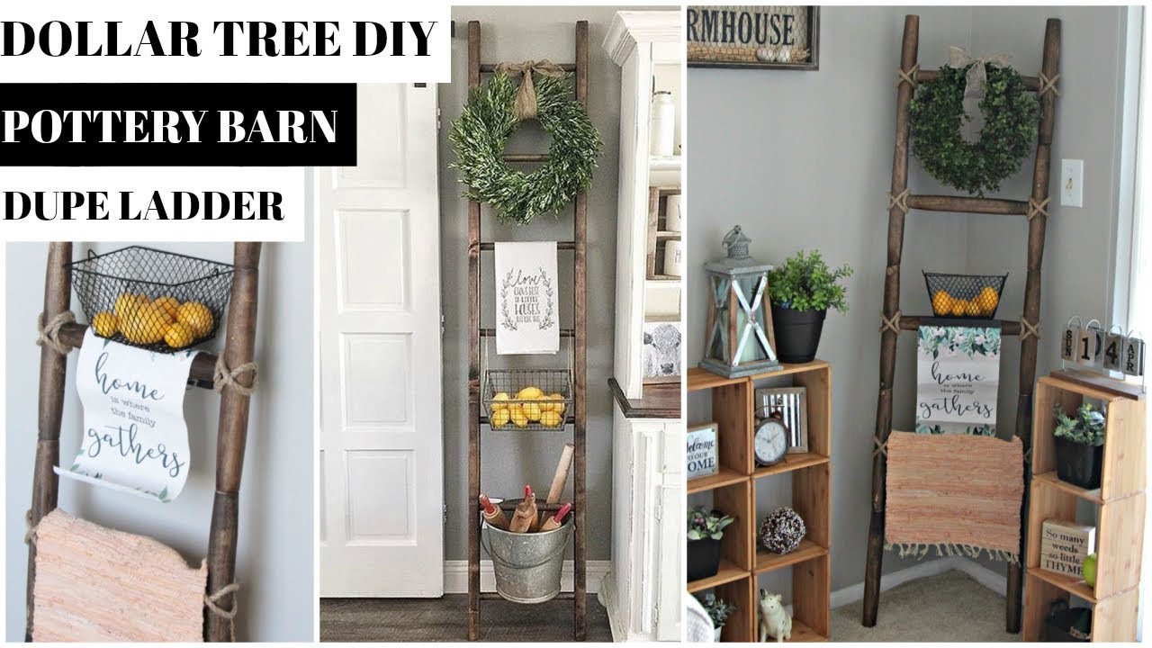 Dollar Tree Farmhouse Ladder Diy Pottery Barn Dupe Rolling Pin