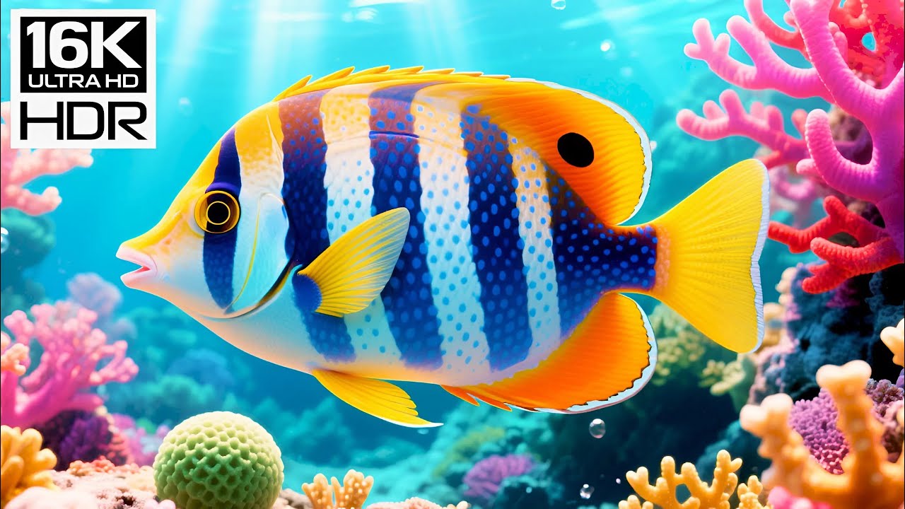 🐋 16K HDR | Radiant Realms of the Deep Blue: Explore Sharks, Rays & Living Coral Worlds