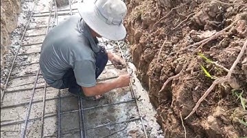 Cách bô sắt móng và xây tường 20 bó nền nhà mái thái siêu dễ | Foundation construction 20
