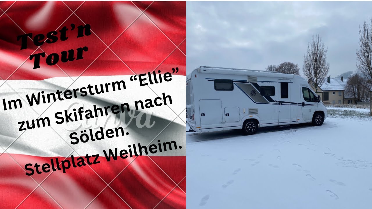 Im Wintersturm „Ellie“ nach Sölden in den Winterurlaub. Zwischenstopp in Weilheim.