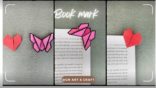 Easy origami heart and butterfly bookmark corner-how to make a corner bookmark DIY