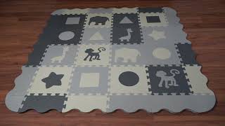 Soft Foam Baby Play Mat - Non-Toxic Interlocking Tiles, Crawling, Tummy Time Mat