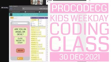 ProCodeCG Kids Weekday Coding Class - Online - 30 Dec 2021