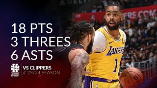 D'Angelo Russell 18 pts 3 threes 6 asts vs Clippers 23/24 season