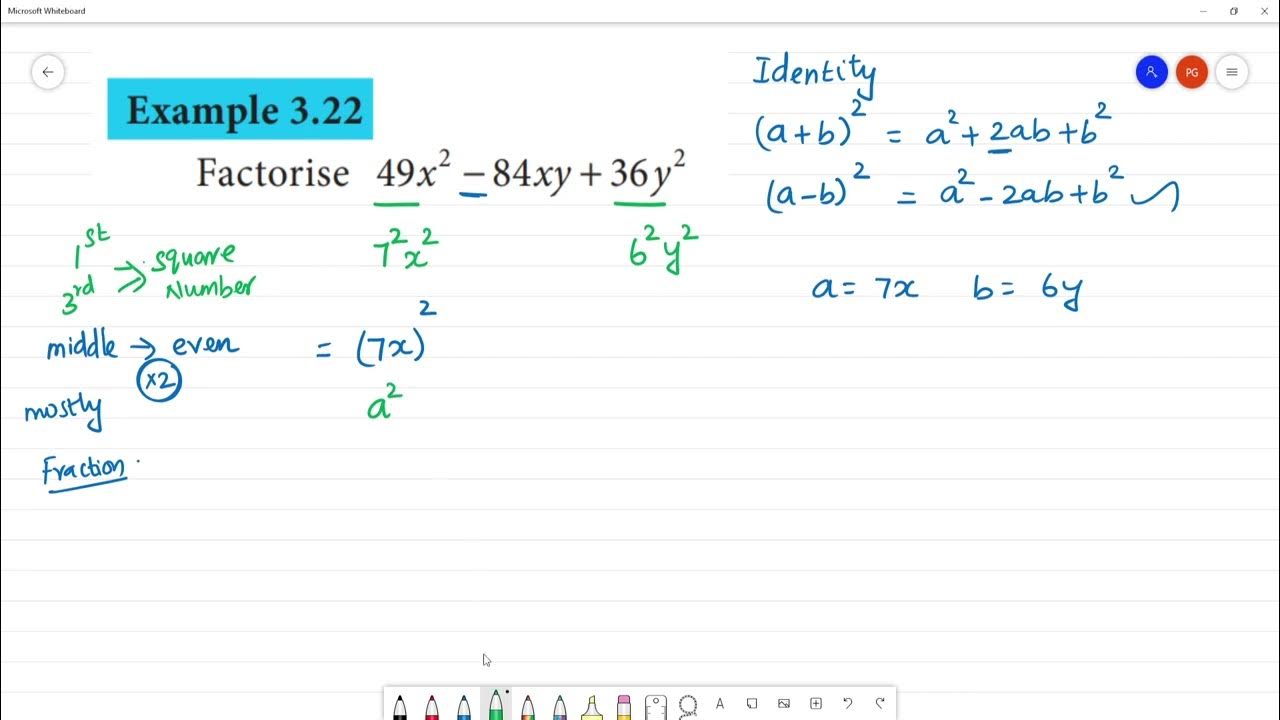 Class 8 TN Maths 3 ALGEBRA Example 3 22 Factorise 49x 2 84xy 36 Y 2 class-8-tn-maths-3-algebra-example-3-22-factorise-49x-2-84xy-36-y-2