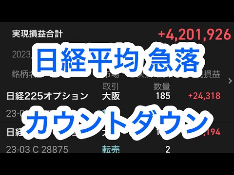 【135】日経平均、急落いつ？リアルトレード！大暴落が来る？僕はこれで資産を守る。“投資の常識”をくつがえす投資法！日経225オプションでセミリタイヤ】テクニカルローソク足パターン不要FX投資初心者