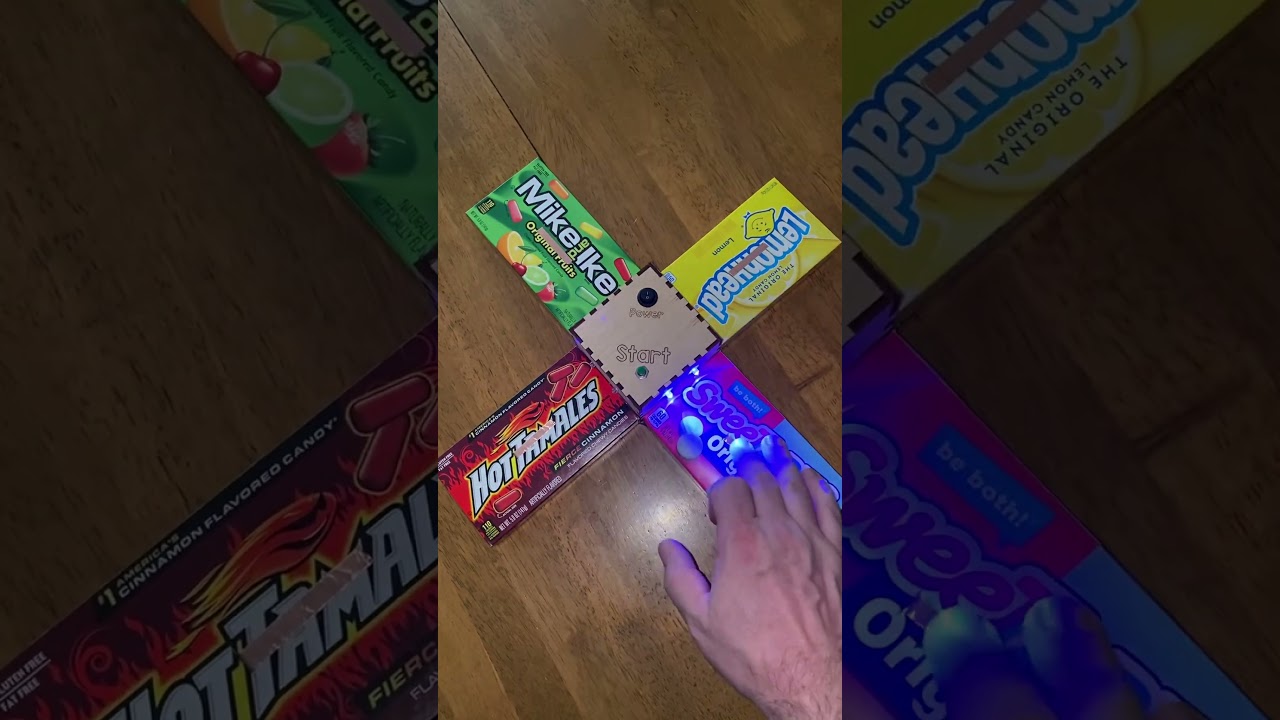 Candy box “Simon” memory game made for Wonka Way Late Play Date at Nashville ASC.