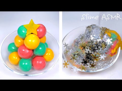 【ASMR】?クレイクラッキングクリスマスバージョンwithクリアスライム?Clay cracking Christmas version 【音フェチ】 (No Talking)슬라임・史萊姆