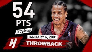 Allen Iverson NASTY Full Highlights vs Cavaliers 2001.01.06 - 54 Points, CRAZY Shooting! HD