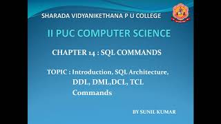 Chapter-14 SQL Commands part-1  by Mr. Sunil kumar H