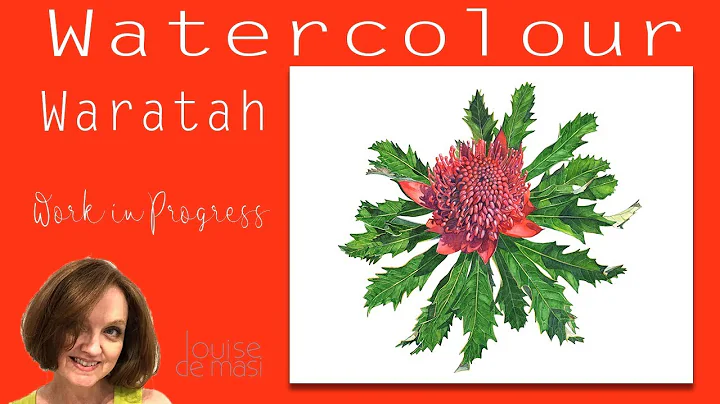 Watercolor Waratah Flower - Work in Progress - Lou...