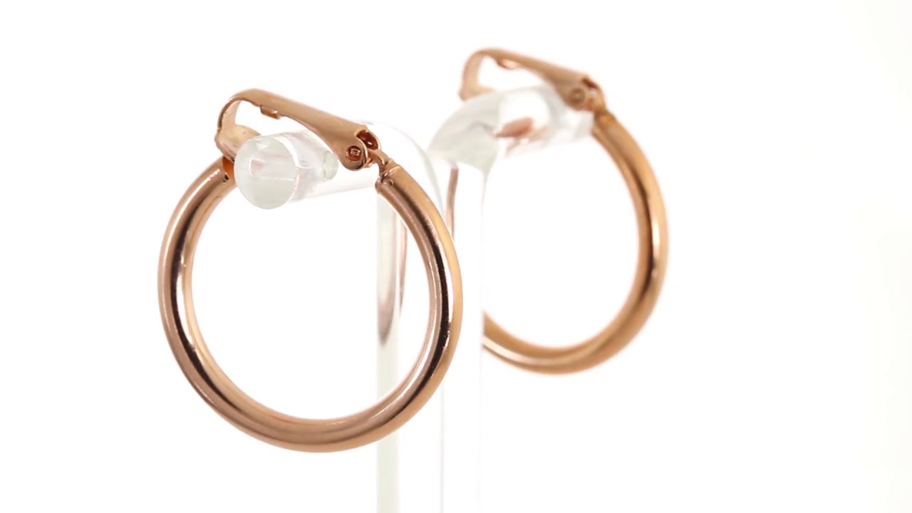 Simple Hoop Clip On Earrings Non Pierced Ears Rose Gold 925 Silver 