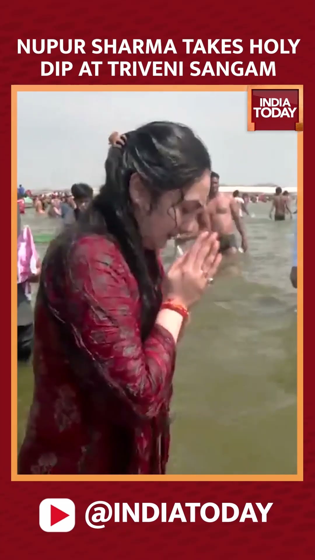 Nupur Sharma Takes Holy Dip At Triveni Sangam #mahakumbh #nupursharma #prayagraj #shorts