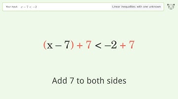 Solving Linear Inequalities: x-7 is Smaller Than -2