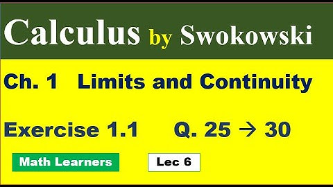 Calculus by Swokowski Lec 6. Ch 1  Exercise 1.1 Q 25 to 30.