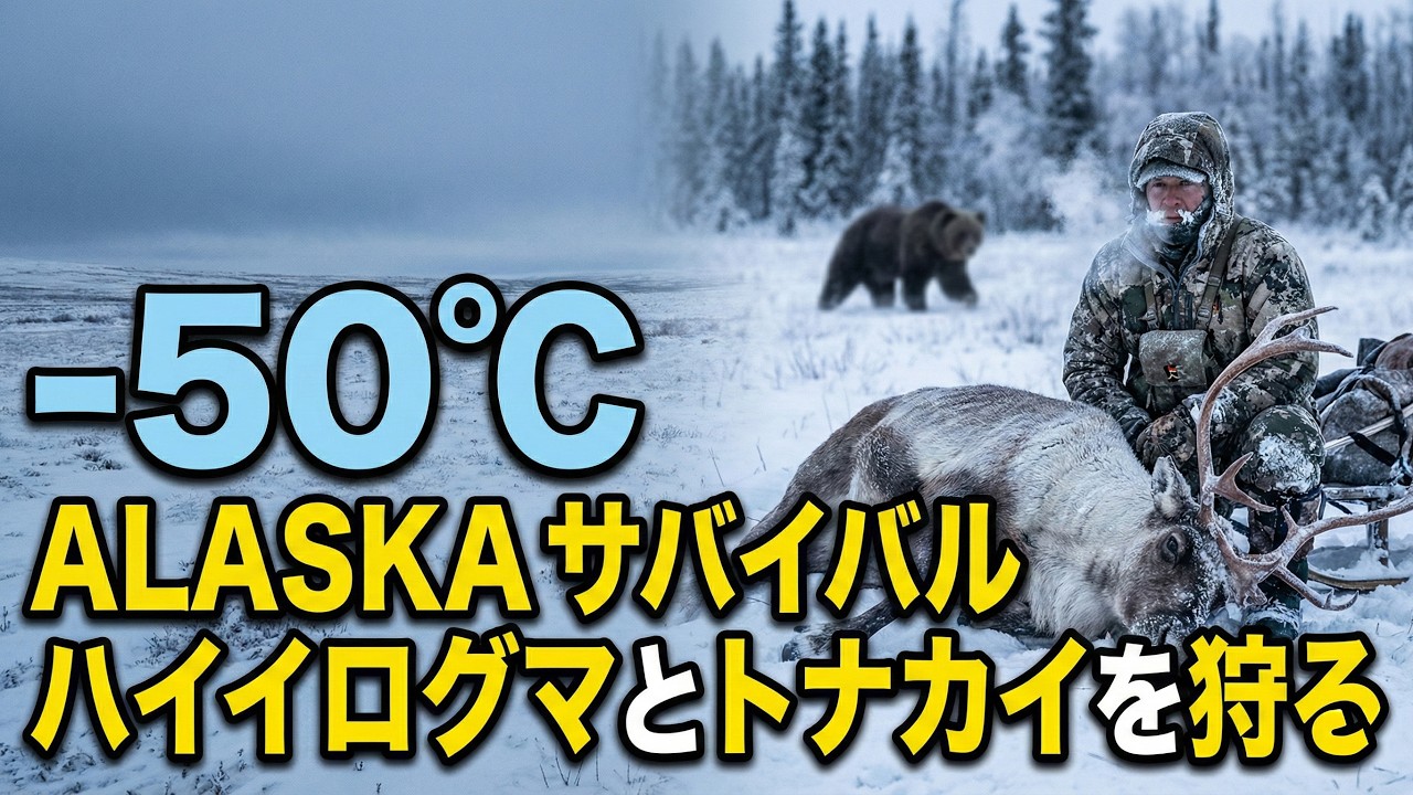 アラスカでの野生サバイバル―ハイイログマ、トナカイを狩り、キングサーモンを捕る