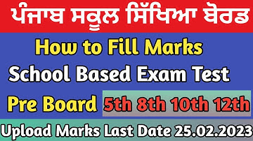 How To Fill Marks For School Based Exam PSEB || How to Fill Pre Board Marks(Class 5TH 8TH 10TH 12TH)
