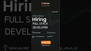 Job Alert #fullstackdeveloper |M power solutions hiring for fulll stack developer