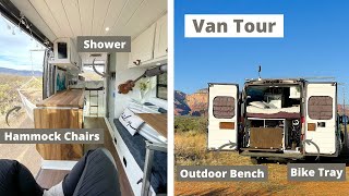 LUXURY VAN TOUR | Ultimate DIY van conversion with full shower, oven, work spaces and hammock chairs