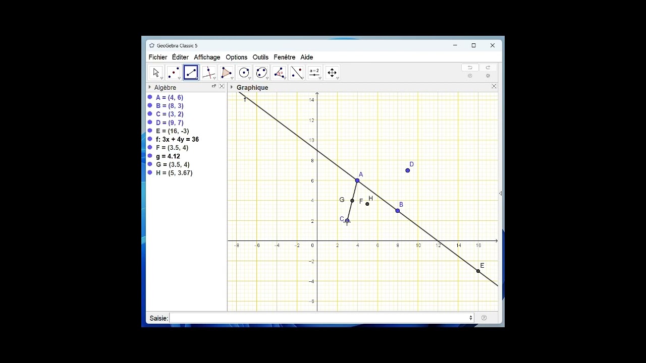 توظيف برمجية جيوجيبرا لإنشاء مرجح نقط GeoGebra جزء2من2