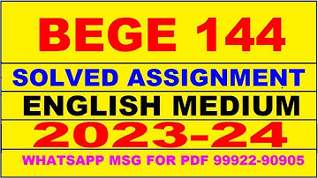 bege 144 solved assignment 2023-24 | bege 144 solved assignment in english 2024 | bege 144 2024