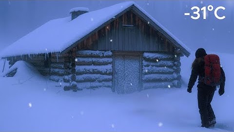 Surviving 2 Days in a  -31°C Blizzard Inside a Warm Cabin  Life Off the Grid in Deep Snow
