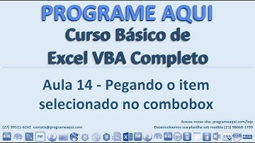 Curso Basico de Excel VBA Completo Aula 14   ComboBox pegando o item selecionado