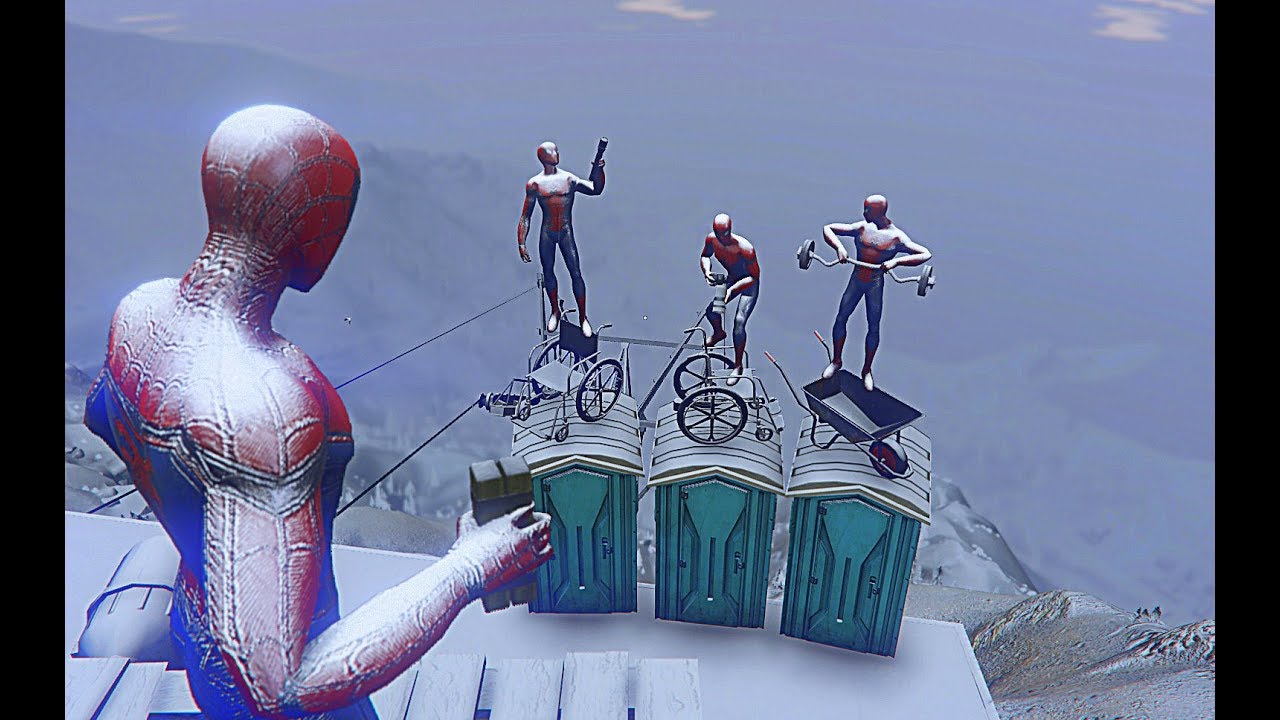 GTA 5 Snow & Thunder Crazy Ragdolls SPIDERMAN (GTA 5 Euphoria Physics Ragdolls Fails Funny)