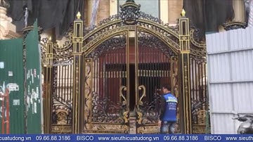 Cổng nhôm đúc đóng mở tự động bằng remote điều khiển từ xa