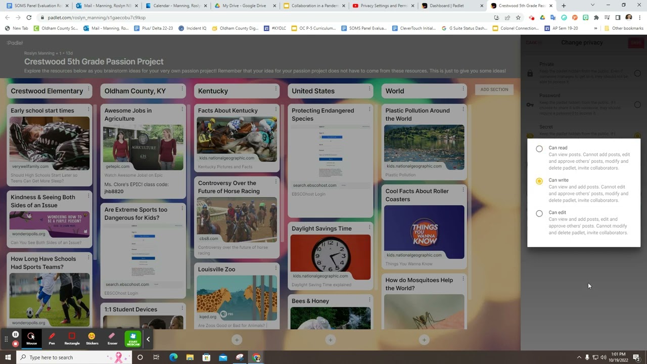 Padlet Privacy Settings so Students Can Write YouTube