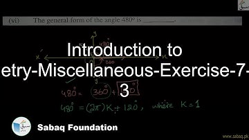 Introduction to Trigonometry-Miscellaneous-Exercise-7-Question 3, Math Lecture | Sabaq.pk
