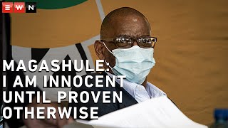 Following his second appearance at the Bloemfontein Magistrates court, ANC secretary-general Ace Magashule said that everyone should be presumed innocent until proven otherwise. The corruption case against Magashule was postponed and will be heard again in the Bloemfontein High Court in August.