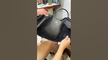 Ráp thân trước túi xách màu đen bằng máy ống cực dễ luôn