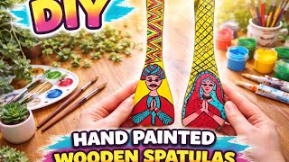 DIY HAND PAINTED WOODEN SPATULA/WOODEN SPOON REUSE IDEA/KITCHEN DECOR