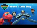 The largest sea turtle archelon go go dino world turtle day special  dinosaur for kids  cartoon