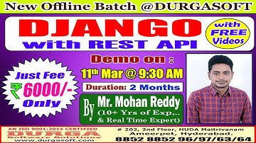 DJANGO with REST API Offline Training @ DURGASOFT