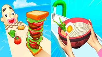 Sandwich Runner VS Ramen Stack - All Levels SpeedRun Gameplay Android iOS Ep1